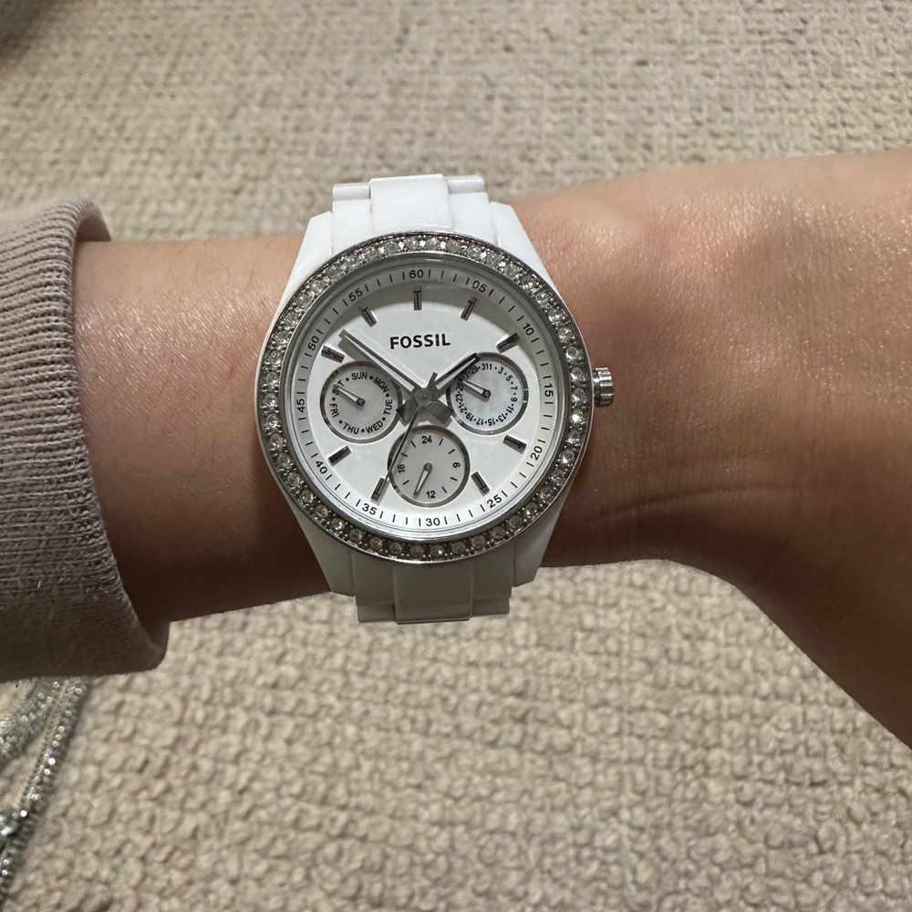 Fossil White and Silver Watch